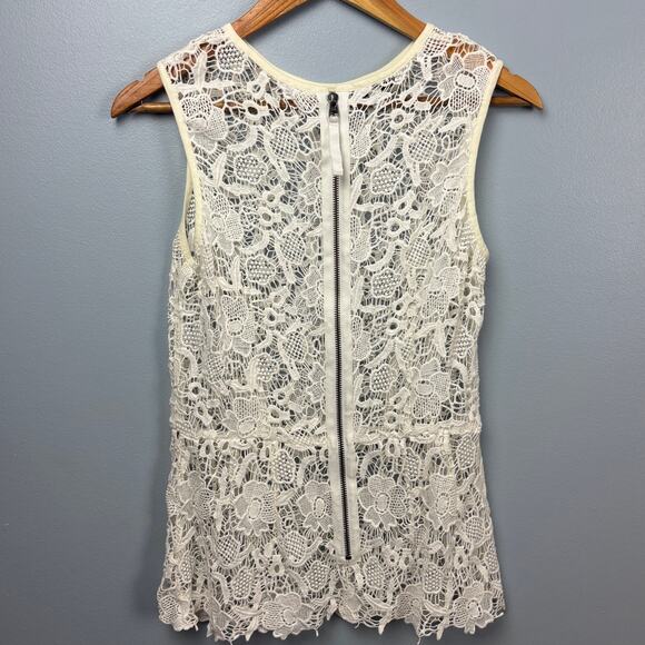 Cabi White Lace Tank Top Floral Dainty Exposed Zipper Cottage Core Boho Small - Picture 4 of 8